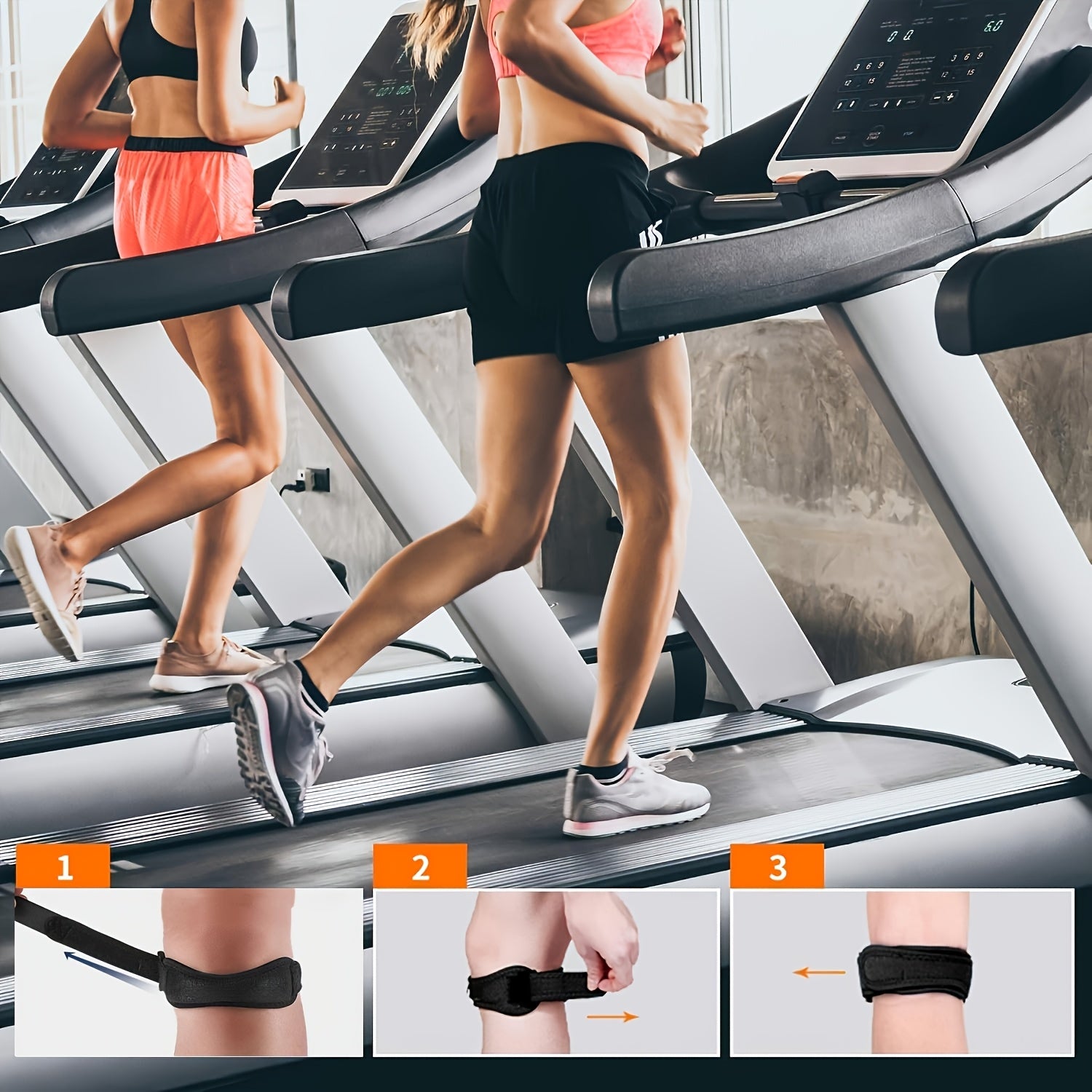 Run Forever Sports Patella Strap Knee Brace Support for Arthritis, ACL, Running, Basketball, Meniscus Tear, Sports, Athletic. Best Knee Brace for Hiking, Soccer, Volleyball & Squats (Pack Of 2, Black)