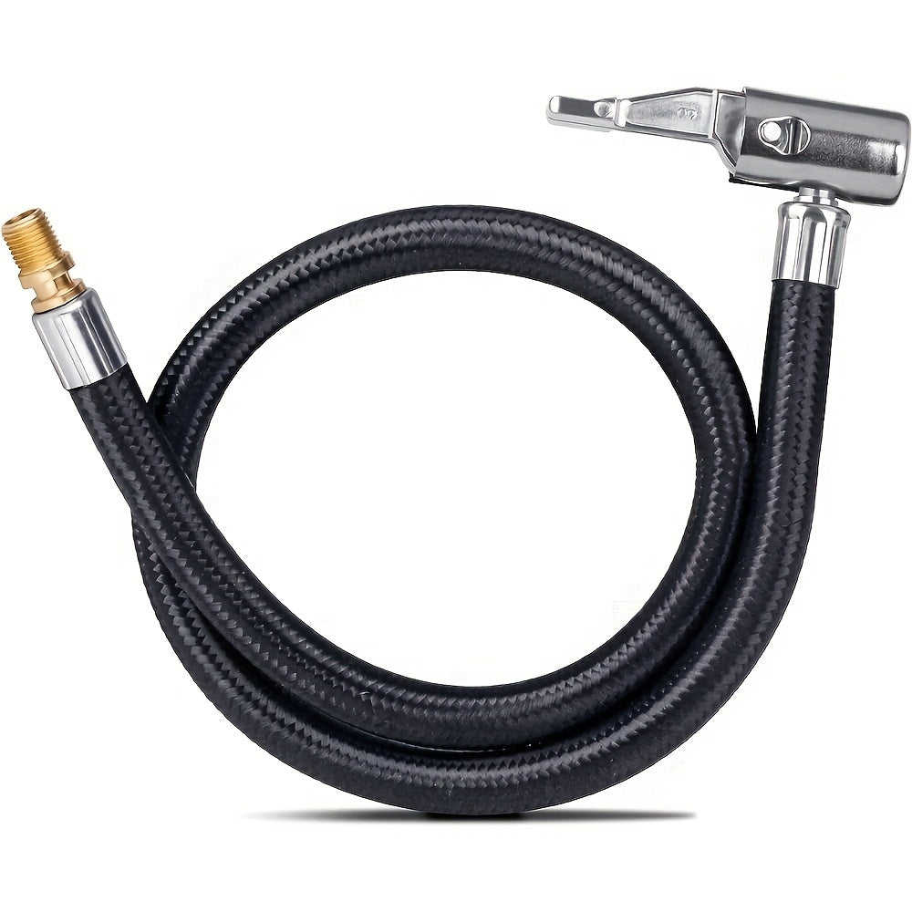100 cm / 39.97 inches Locking Tire Chuck with Rubber Hose and Fine Thread Standard Tire Valve, Tire Inflation Hose Adapter, Converting Rotating Connection to Locking Connection