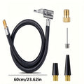 M6 Tire Inflation Adapter Kit: 60cm/23.62in Inflation Hose + 4 Valve Caps, 6mm Threaded Interface - Universal for Motorcycle, Car & Silicone Tire Air Pump