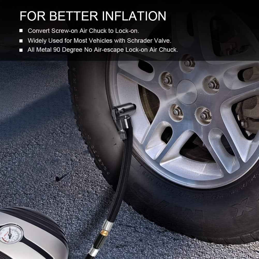 M6 Tire Inflation Adapter Kit: 80cm/31.5in Inflation Hose + 4 Valve Caps, 6mm Threaded Interface - Universal for Motorcycle, Car & Silicone Tire Air Pump
