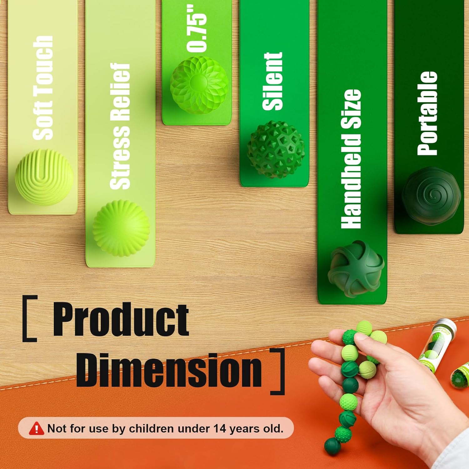 Silicone Magnetic Balls, Fidget Toys, 6-Pack Stress Relief Toys for Adults, Teens, Sensory Toy for Fingers Hands, Quiet Office Desk Toys with Textures, Magnet Fidget Fun Gift (Green)
