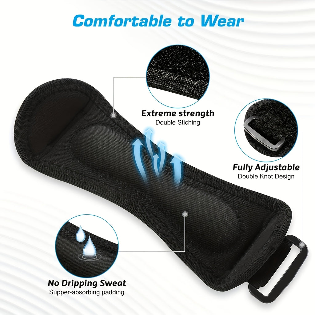 Run Forever Sports Patella Strap Knee Brace Support for Arthritis, ACL, Running, Basketball, Meniscus Tear, Sports, Athletic. Best Knee Brace for Hiking, Soccer, Volleyball & Squats (Pack Of 2, Black)