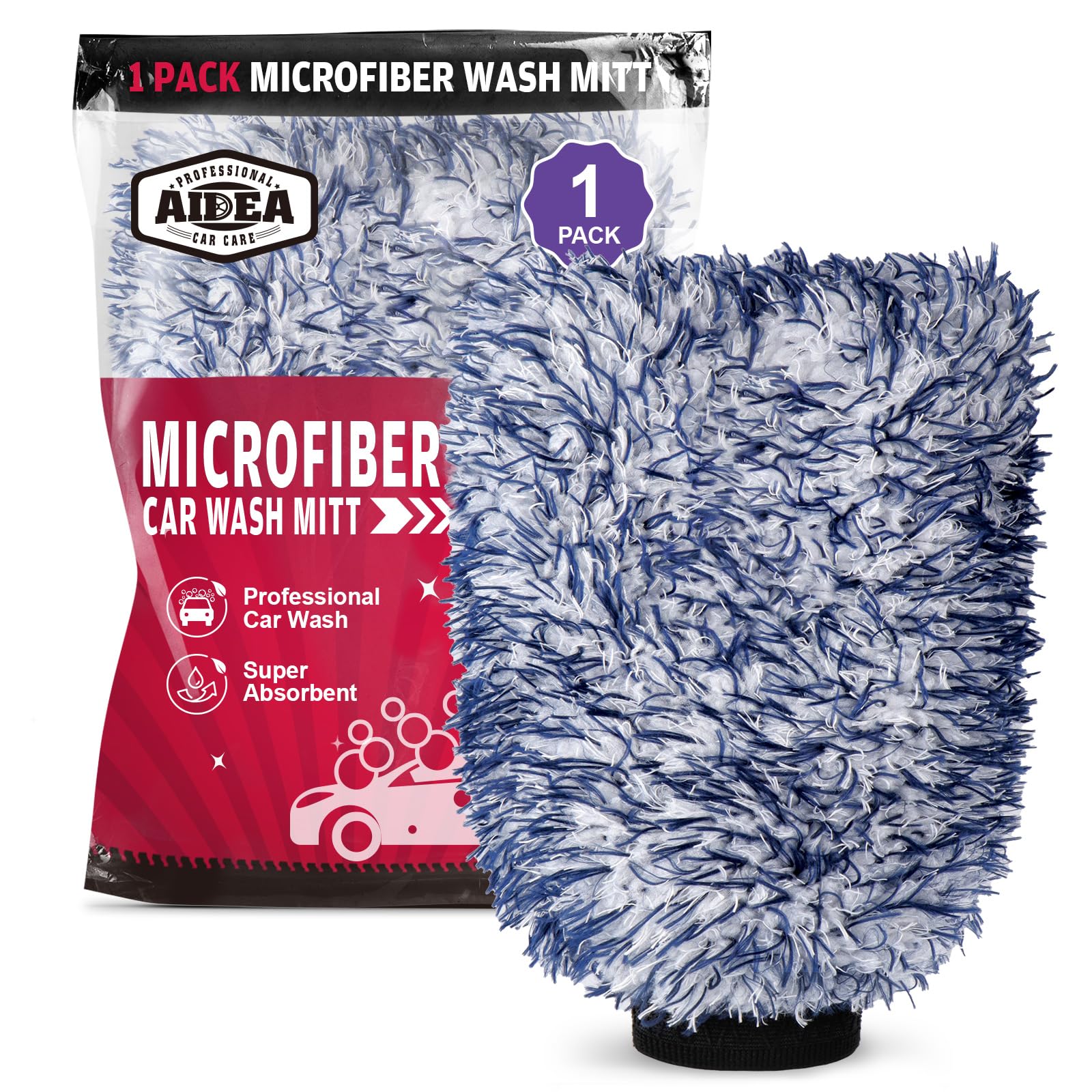 Car Wash Mitt Microfiber, 2PK Scratch Free Lint-Free, Premium Chenille Microfiber Mitt Car Wash Brush, Green, Regular Size 7.12''X10.14''