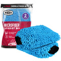 Car Wash Mitt Microfiber, 2PK Scratch Free Lint-Free, Premium Chenille Microfiber Mitt Car Wash Brush, Green, Regular Size 7.12''X10.14''