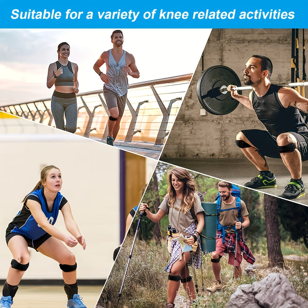 Run Forever Sports Patella Strap Knee Brace Support for Arthritis, ACL, Running, Basketball, Meniscus Tear, Sports, Athletic. Best Knee Brace for Hiking, Soccer, Volleyball & Squats (Pack Of 2, Black)
