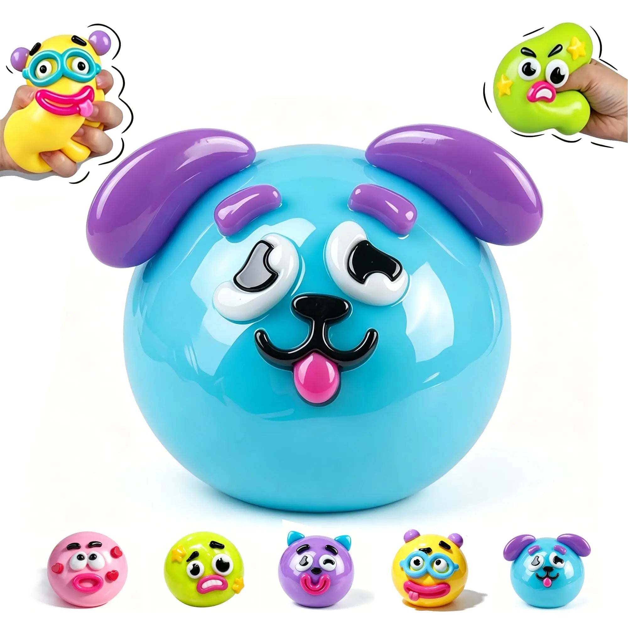 Smushers Squishy Toy, Dog Face Swap Soft Slow Rise Squeeze Toy, Cute Moldable Sensory Stress Relief Fidget Toy